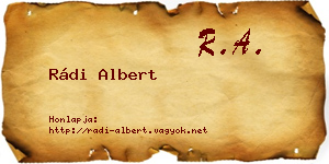 Rádi Albert névjegykártya
